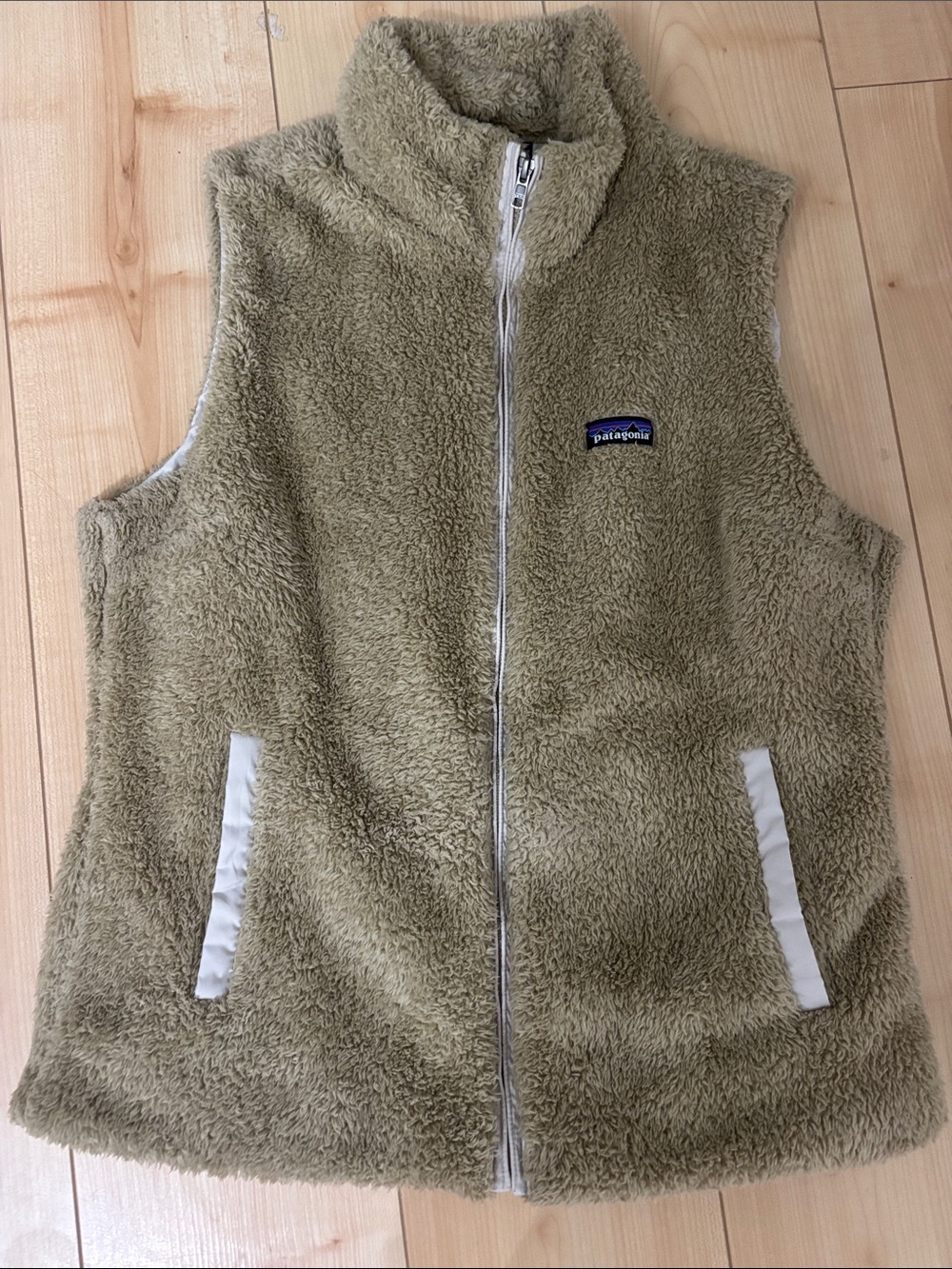 Patagonia Kids Olive Green Sherpa Fleece Vest